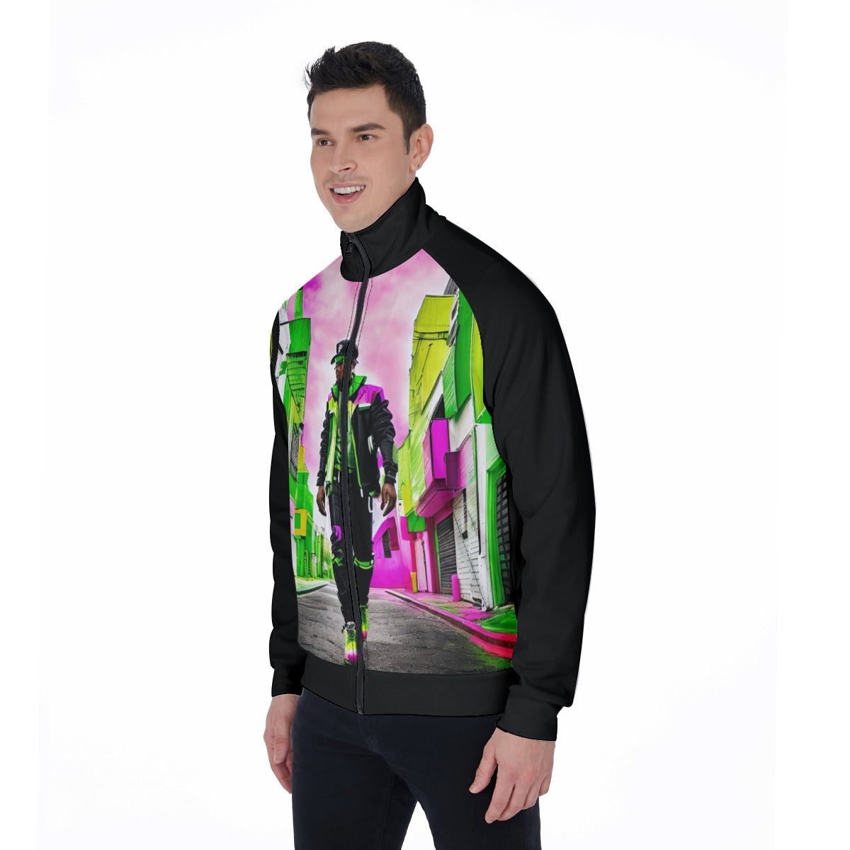 All-Over Print Men's Stand Collar Jacket