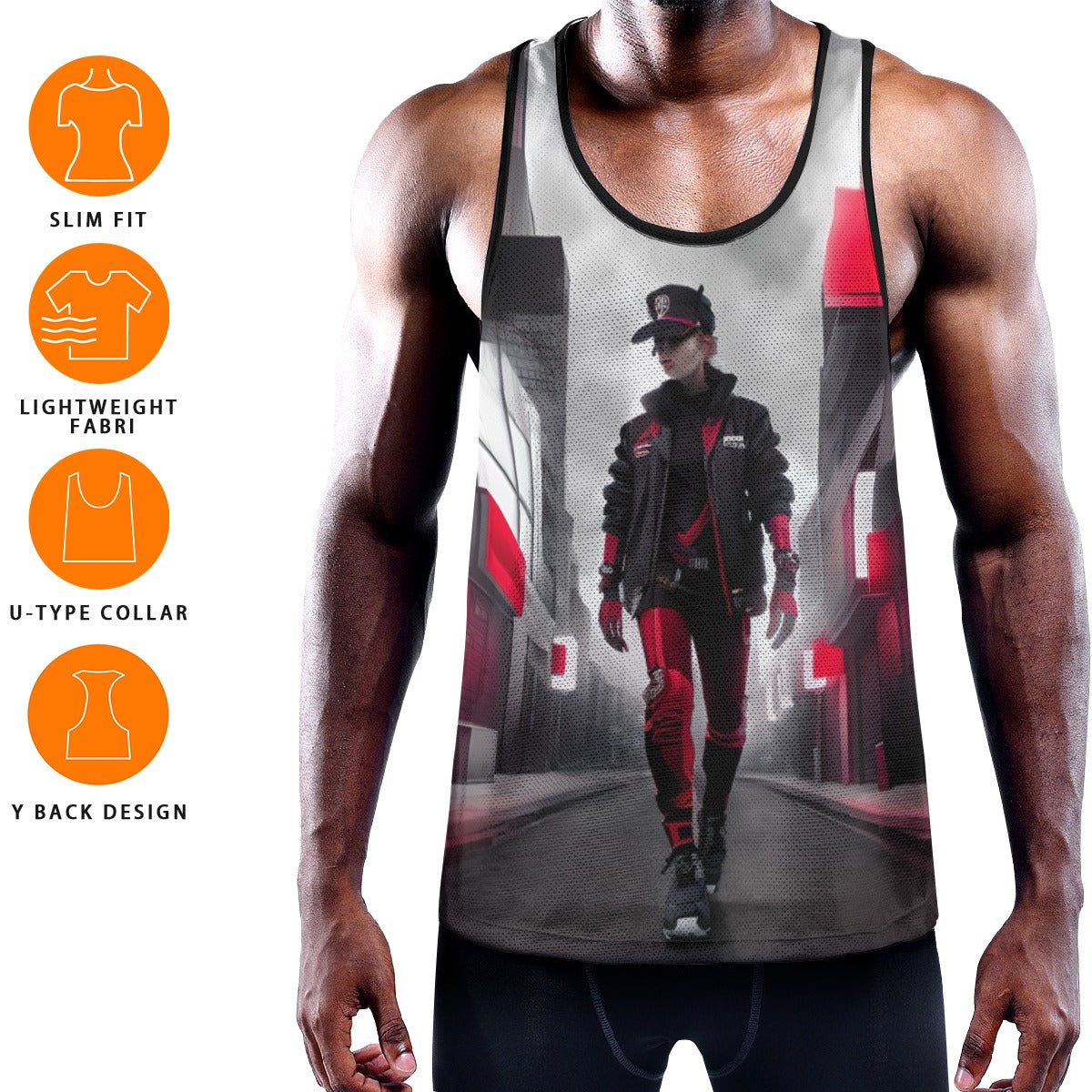 All-Over Print Men's Slim Y-Back Muscle Tank Top