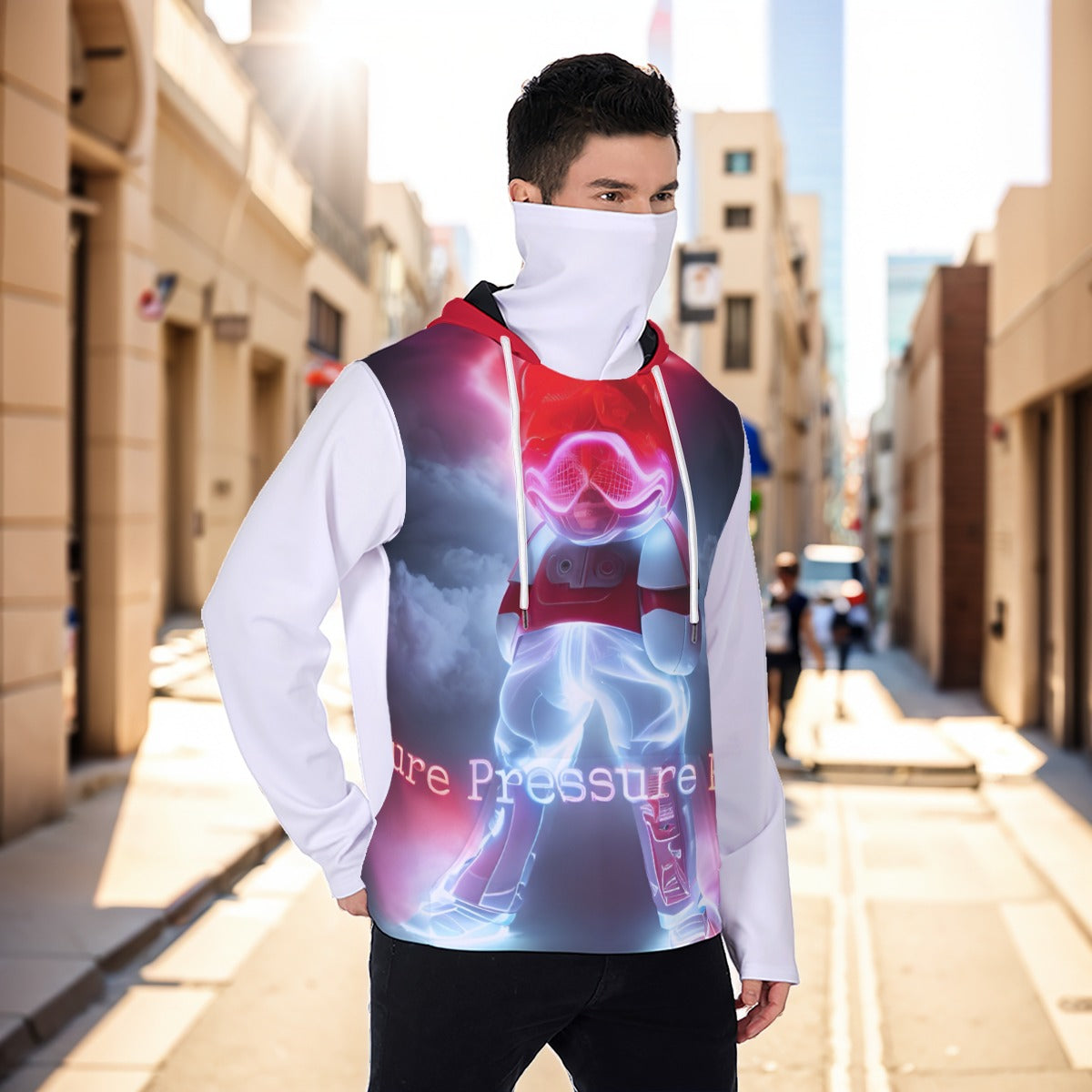 Eco-friendly All-Over Print Men's Masked Hoodie