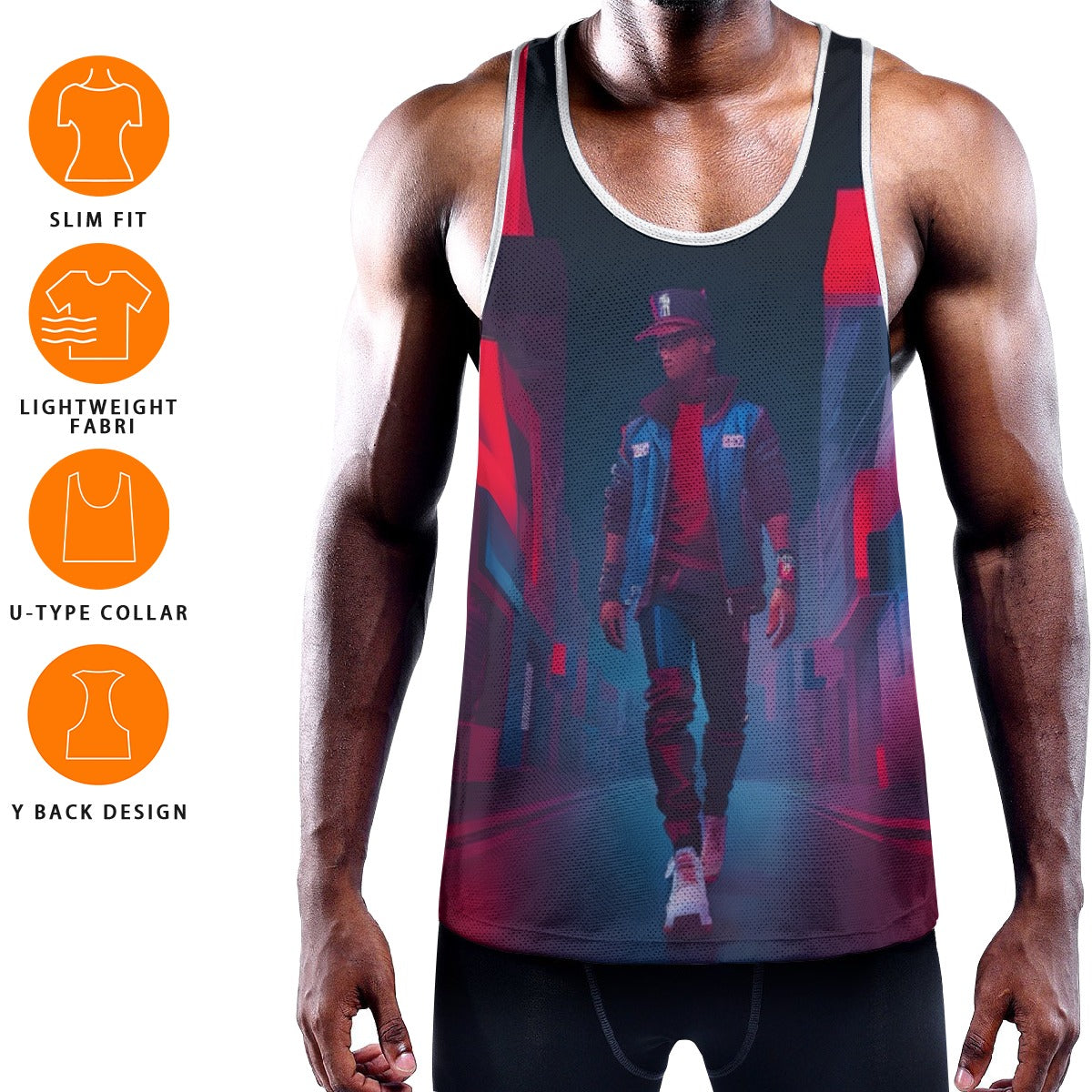 All-Over Print Men's Slim Y-Back Muscle Tank Top