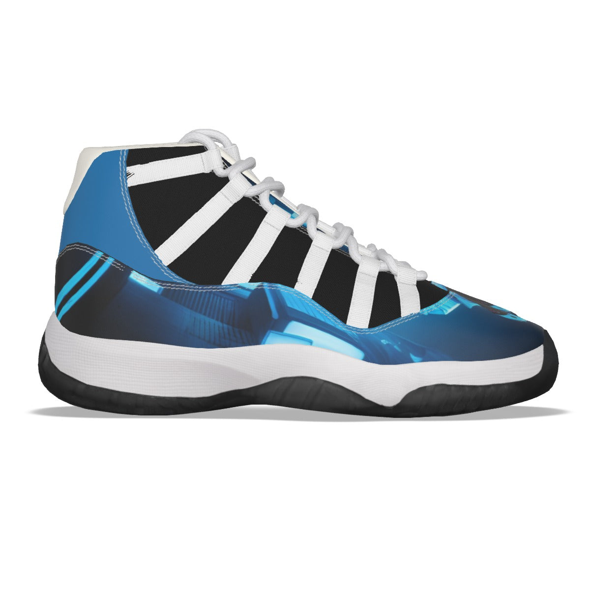 The Elite Experience: Men's High Top Basketball Shoes (White / Light Blue)