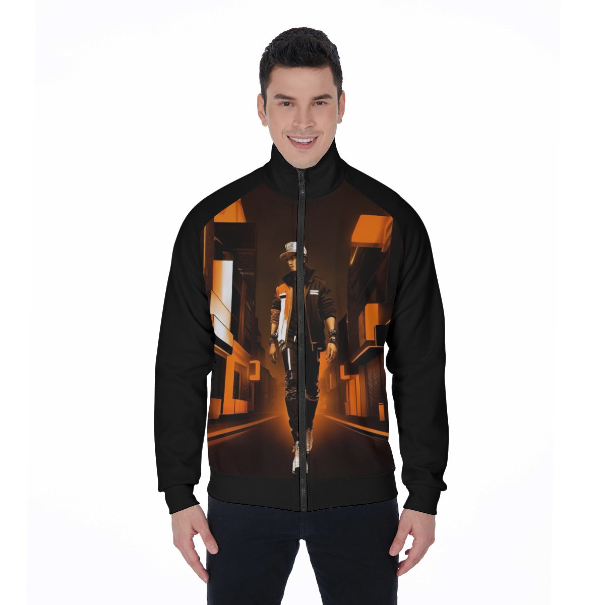 All-Over Print Men's Stand Collar Jacket