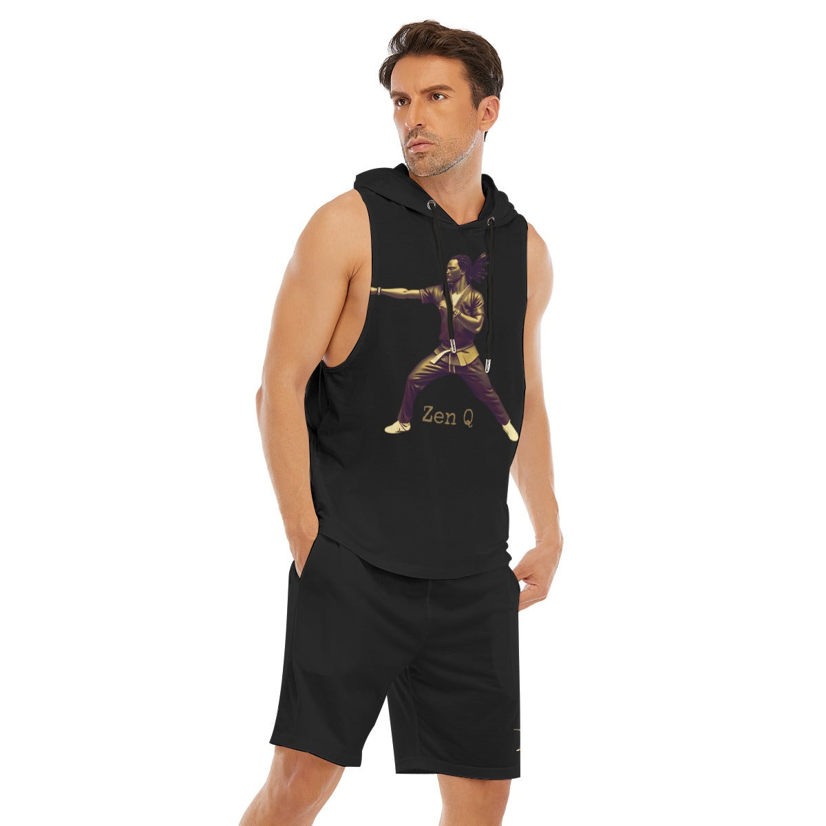 Zen Q
 Men's Sleeveless Vest And Shorts Set