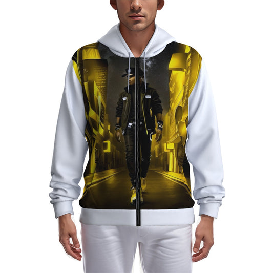 All-Over Print Zip Up Hoodie With Pocket