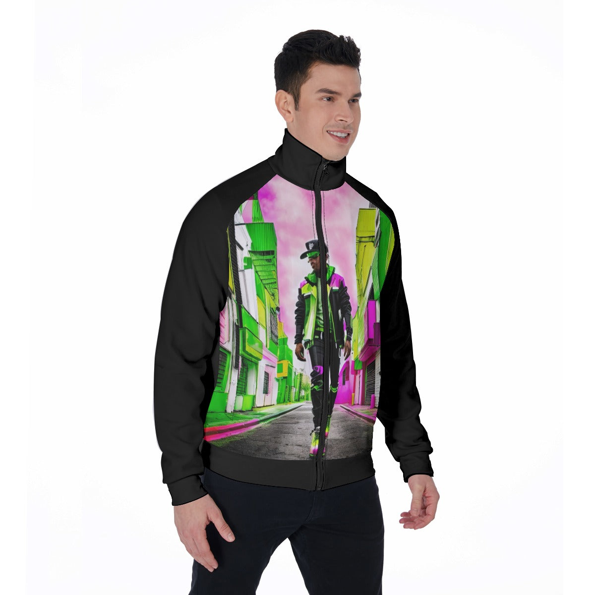 All-Over Print Men's Stand Collar Jacket