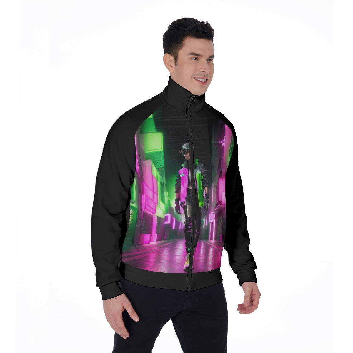 All-Over Print Men's Stand Collar Jacket