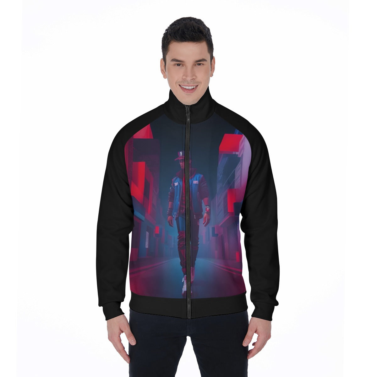 All-Over Print Men's Stand Collar Jacket