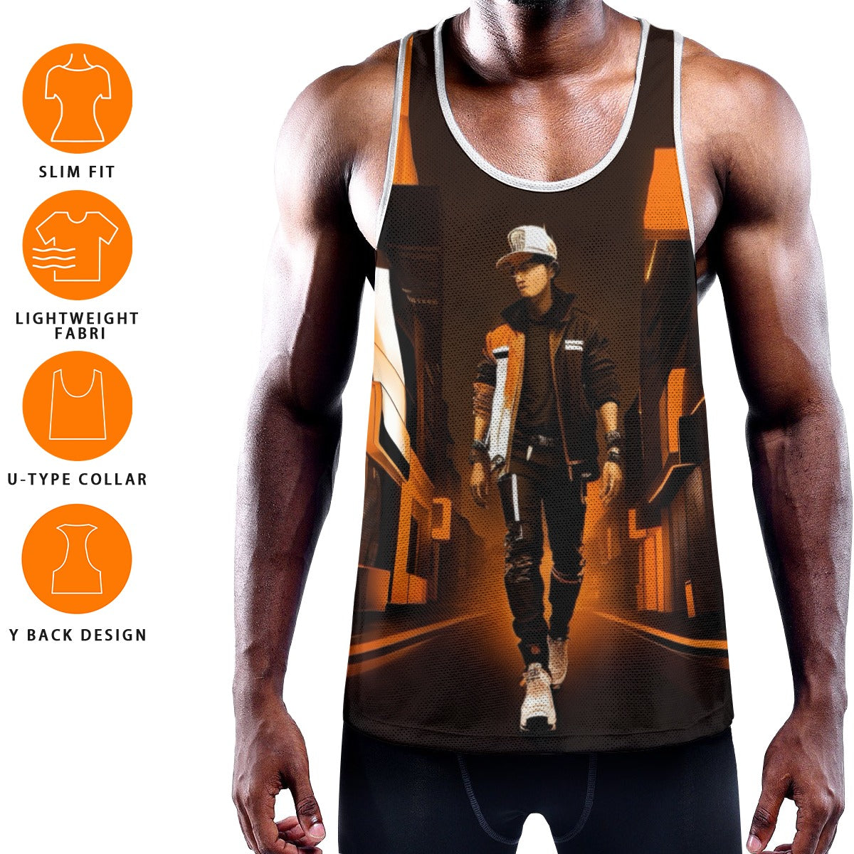 All-Over Print Men's Slim Y-Back Muscle Tank Top