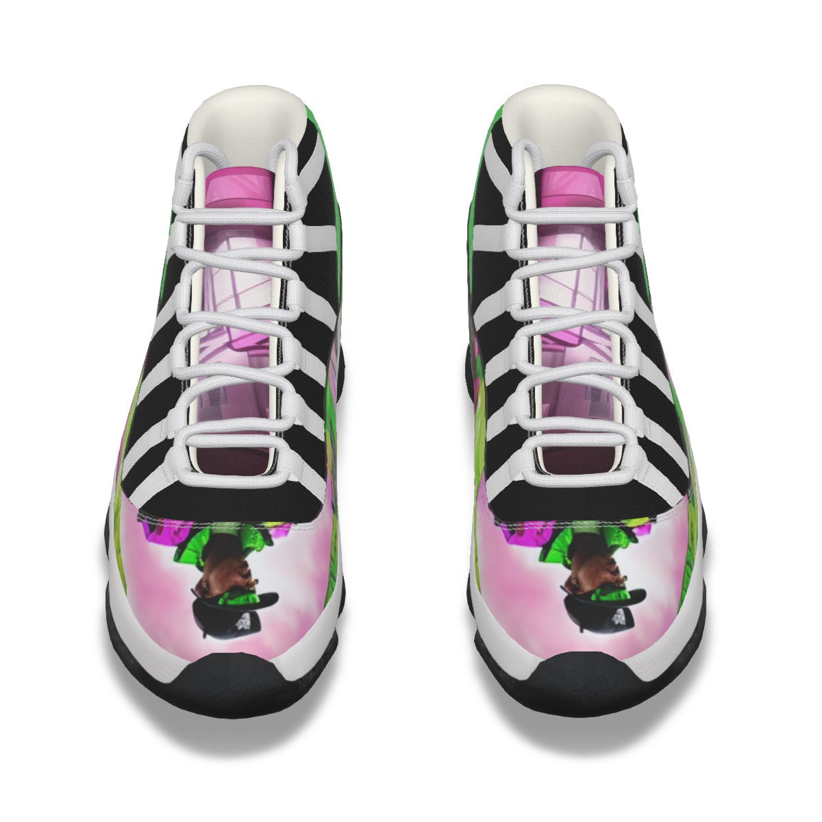 The Elite Experience: Men's High Top Basketball Shoes (pink / Lime Green / Black / White)