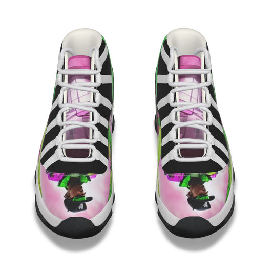 The Elite Experience: Men's High Top Basketball Shoes (pink / Lime Green / Black / White)