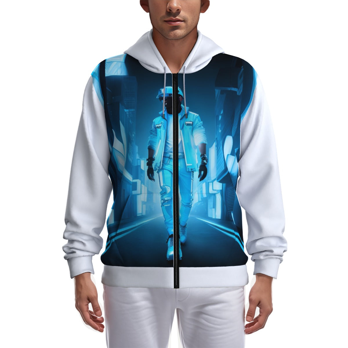 All-Over Print Zip Up Hoodie With Pocket