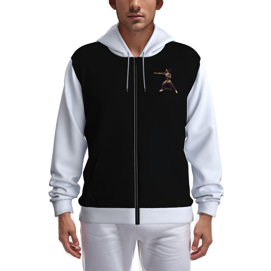 All-Over Print Zip Up Hoodie With Pocket