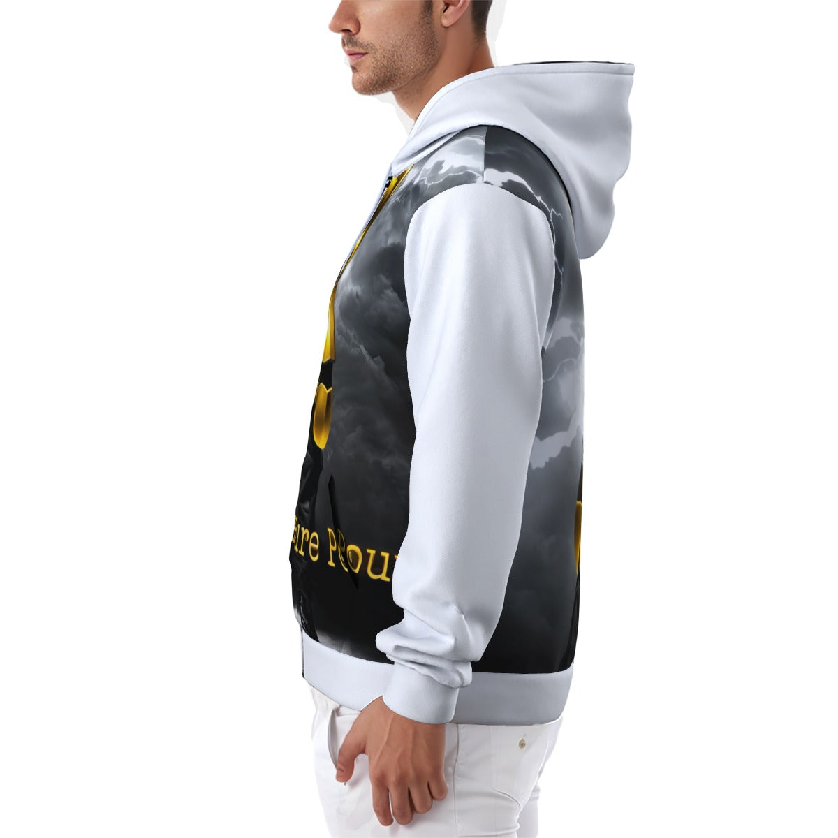 All-Over Print Zip Up Hoodie With Pocket