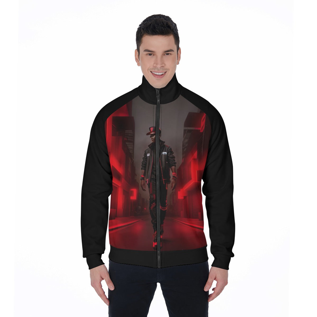 All-Over Print Men's Stand Collar Jacket