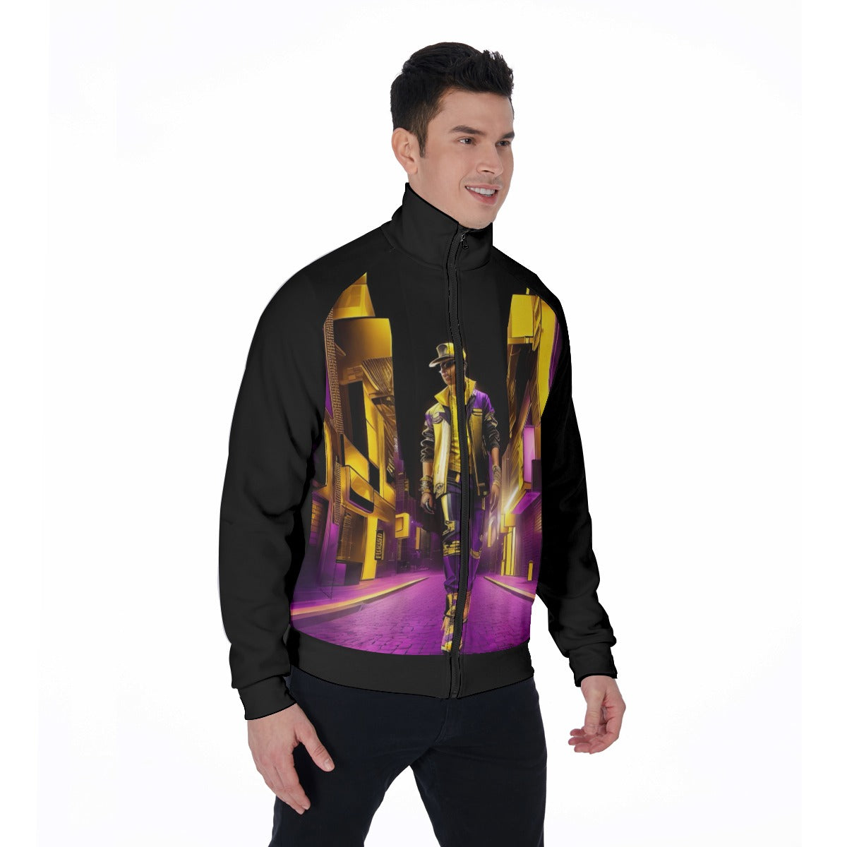 All-Over Print Men's Stand Collar Jacket