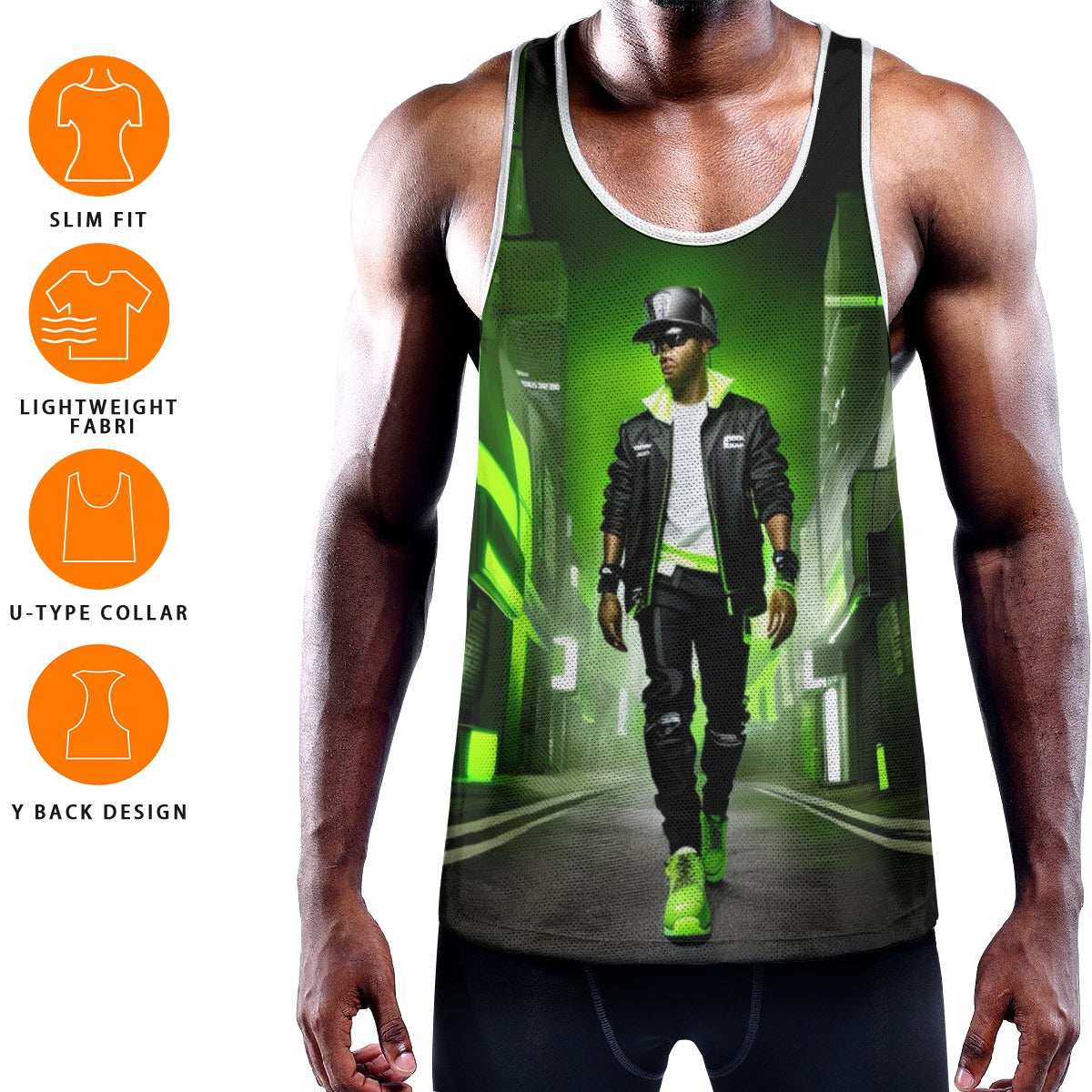 All-Over Print Men's Slim Y-Back Muscle Tank Top