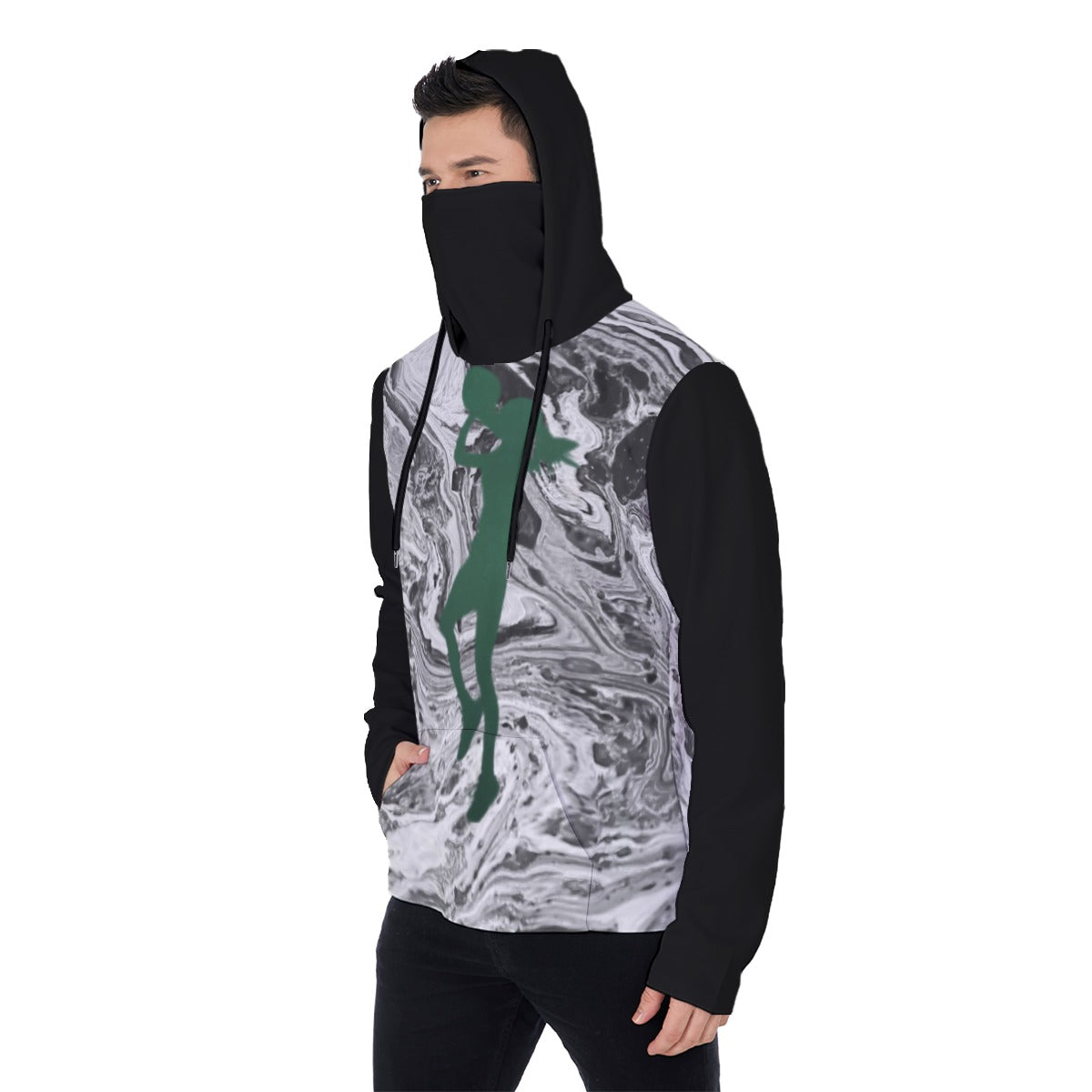 PG Yergey: Men's Heavy Fleece Hoodie With Mask (Green)