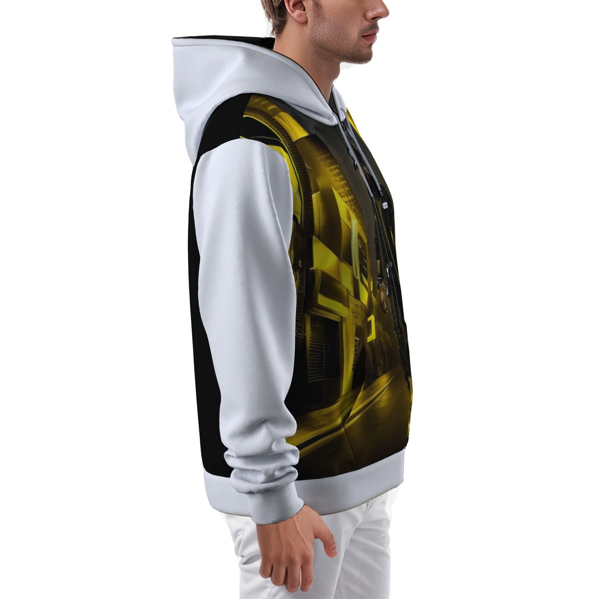 All-Over Print Zip Up Hoodie With Pocket